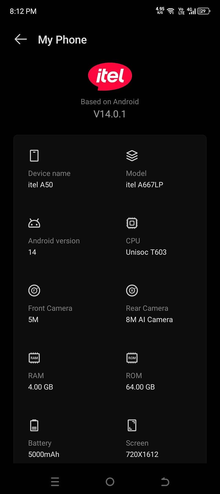 Itel A50 6