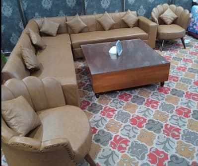 Lether fine quality almost new sofa