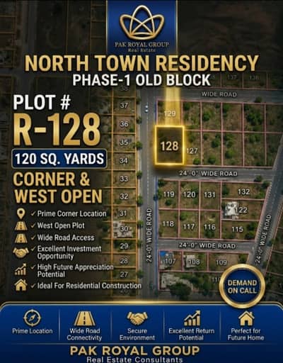 120 Sq Yards Plot - West Open & Corner