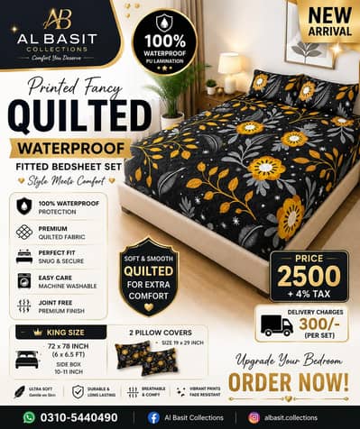 waterproof quilted fitted bedsheets with pillow covers
