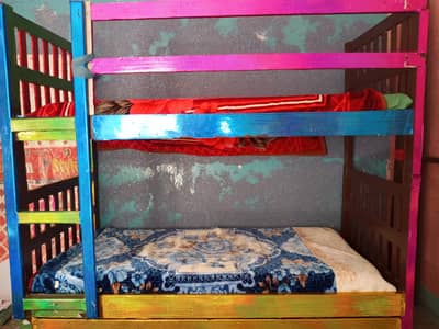 3 step bunk bed of pure wood