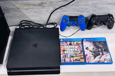 PS4 slim with 2 original controllers and 2 CDs for sale
