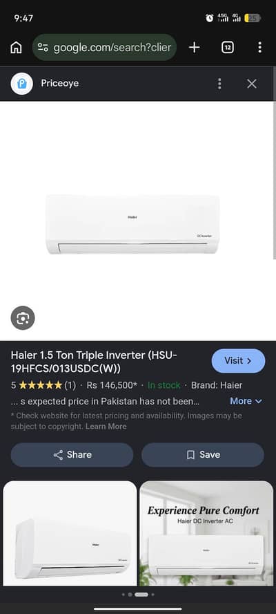 Haier Ac 1.5 Ton