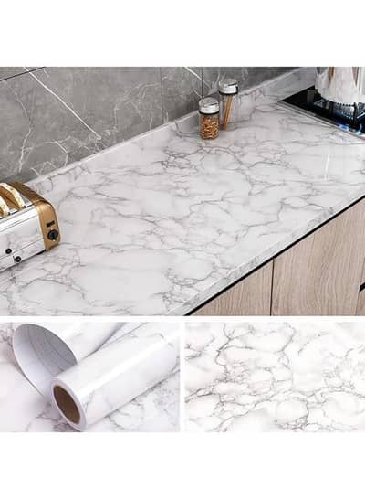 self Adhesave white marble side table 180×60 cm