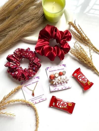 Red Silk Hair Scrunchies for Valentine's Day
