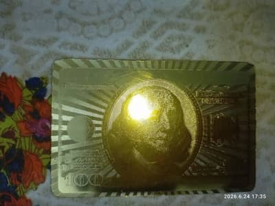 Gold 24 k gold 100 dollar artificial card