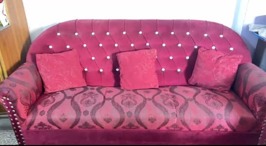Elegant Maroon Sofa Set | Complete 6 Seater | Sabzazar Lahore