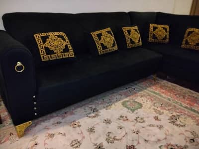 Premium 6-Seater L-Shape Sofa Set + 2 Coffee Chairs with table