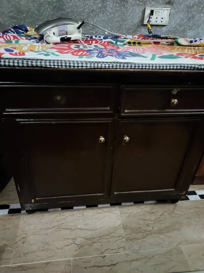 beautiful iron stand on heavy wood  with 4 drawers