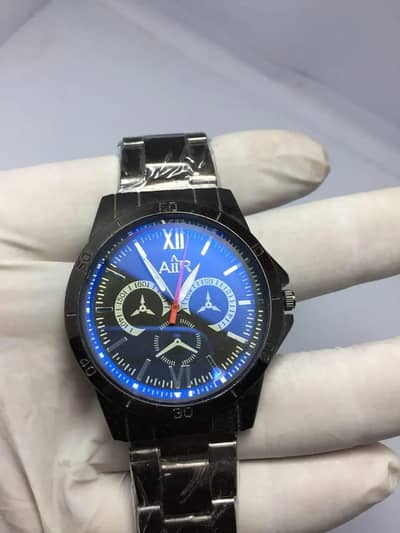 watch colour black body steel stylish watched