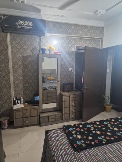 Aish Brown Kind size bed with side table dressing and mattress