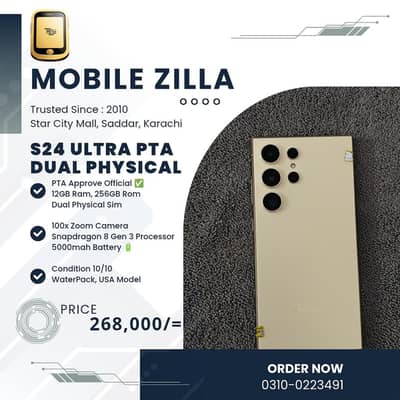 Samsung S24 Ultra, Official PTA, Dual Physical, 12/256 MOBILE ZILLA