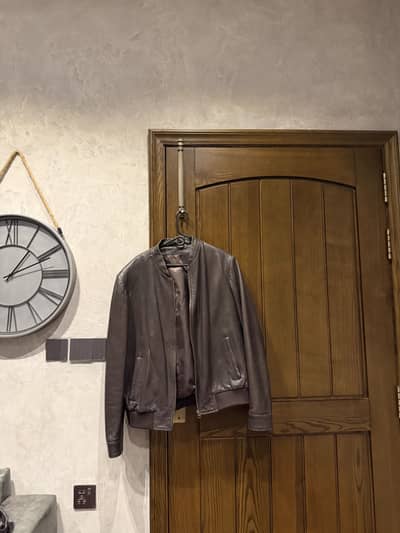 Genuine Sheep Leather Bomber Jacket & Matching Waistcoat Set – Brown