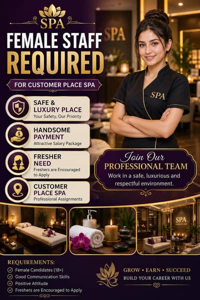  Female Staff Required for Spa 