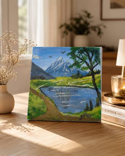 mountain land scape painting on canvas