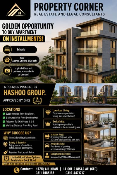 Luxury Apartments in Askari 11 Lahore | 20% Booking | Easy Installments