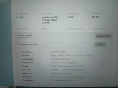 HP Elite Book Core i7 8GB 238 GB