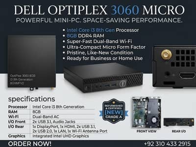 DELL OPTIPLEX 3060 MICRO | Intel Core i3 8th Gen