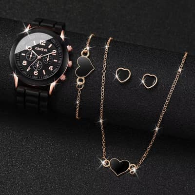 Women Fashion Watches Set 6pcs - Silicone Strap Quartz Watch Gift Lot