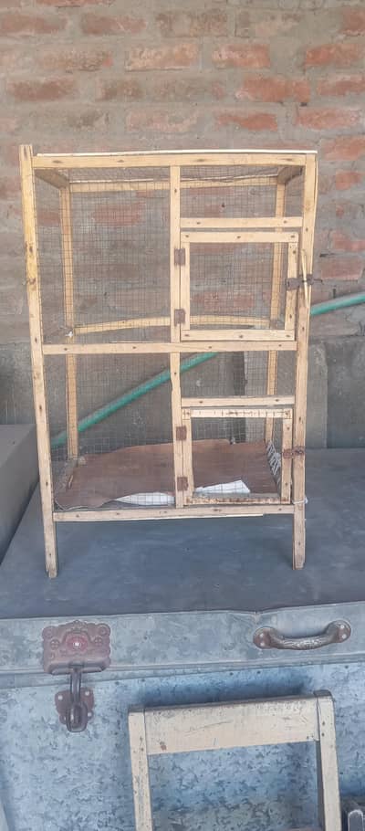 ​Urgent Sale: Double Portion Wooden Bird Cage / Pinjra for Sale