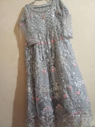 new bridal walima maxi 1 time used colour gray