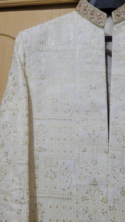 Embroidered Jamawar Sherwani + Khussa