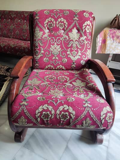 Premium Solid Deodar wooden Sofa 3+1+1 along with table