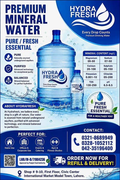 HYDRAFRESH PREMIUM DRINKING WATER MINERAL WATER