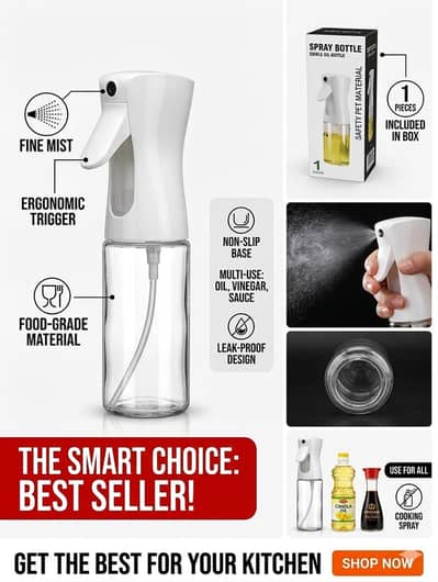 2-in-1 Oil & Vinegar Spray Bottle for Kitchen & BBQ!