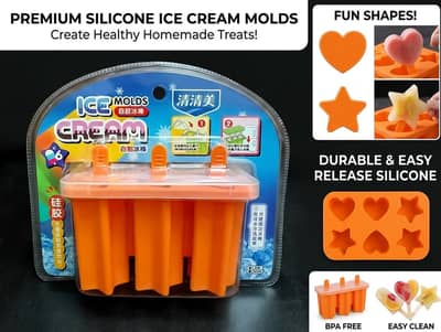 Premium Silicone Ice Cream Molds - 6 Cavity Popsicle Maker!