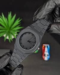 Stylish Black Metal Wrist Watch for Men