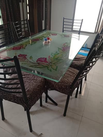 6 chairs iron dining table