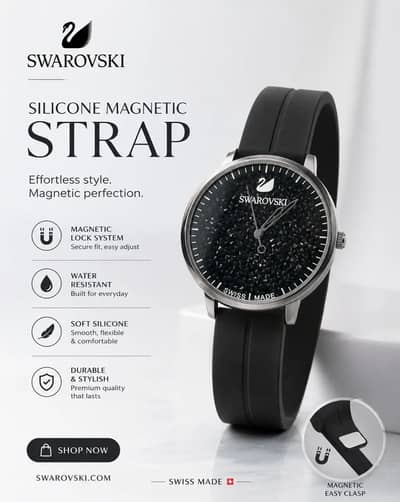 Women's silicone & magnetic strap watch
