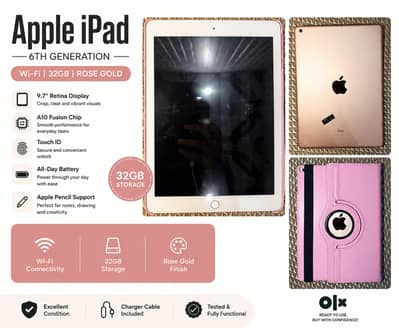  Apple iPad (6th Generation) – 32GB Wi-Fi | Rose Gold 