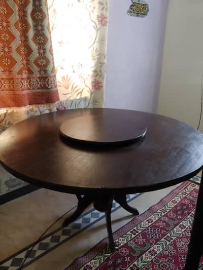 SPINNING TOP DINING TABLE SET WITH 6 CHAIRS