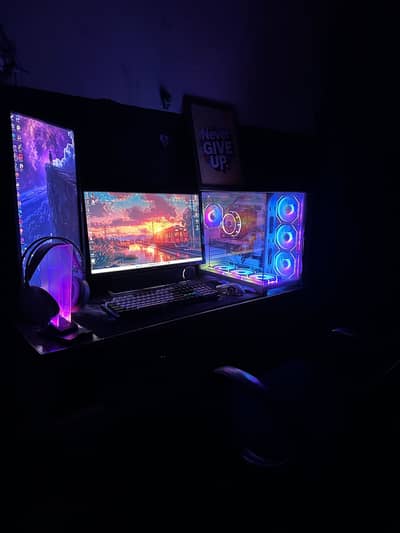 Complete Setup For Sale. Pc, Chair, Led, Table, Keyboard Mouse e. t. c