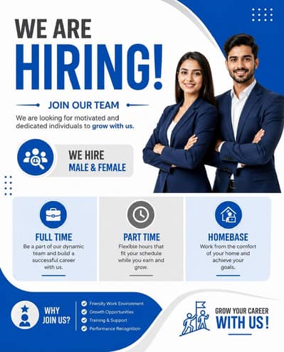 We are hiring staff male and female.