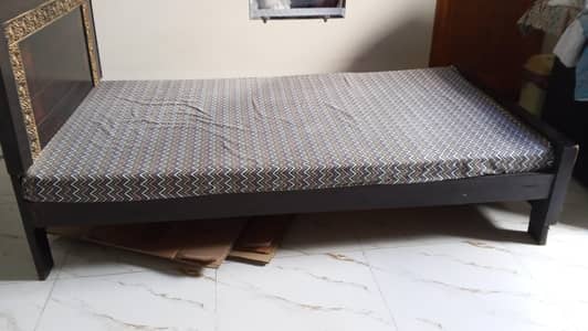 wooden single bed with medicated mattress