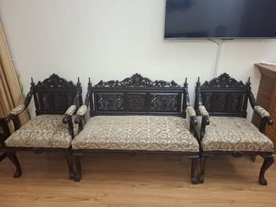 Solid Sheeaham Wood Sofa Set (2+1+1)