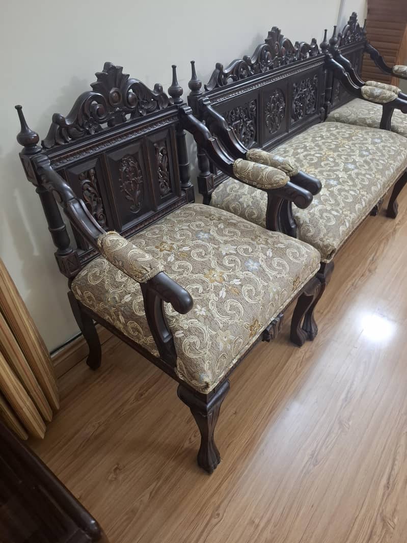 Solid Sheeaham Wood Sofa Set (2+1+1) 2