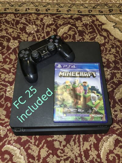 PS4 slim 500gb /original controller/Minecraft disc/fc25 installed