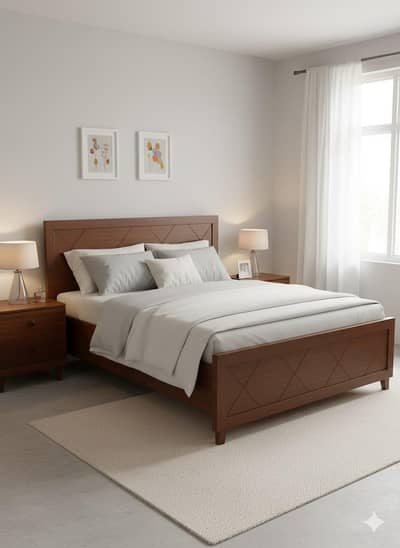 Beautiful Simple Design Bed Set For Sale in Multan | 10-Year Warranty