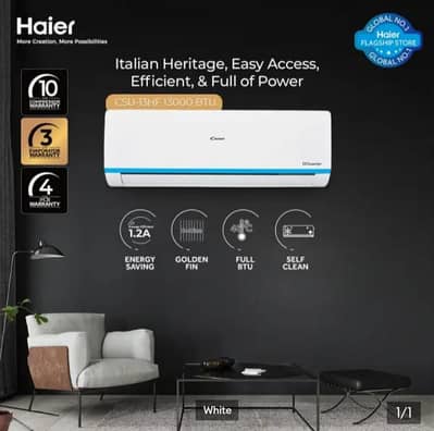 Haier Candy 1 Ton DC Inverter AC (Heat & Cool) - 10 Years Warranty**