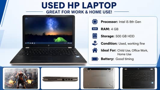 HP 15 LAPTOP | intel Core i5 8th Gen | 4GB RAM | 500GB HDD |