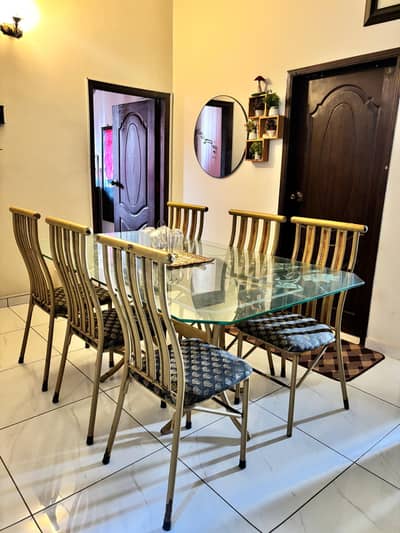 Glass Dining Table + 6 Chairs
