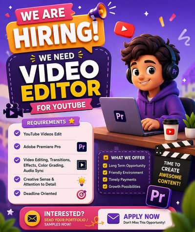 Hiring: Expert YouTube Video Editor