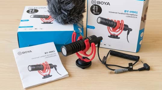 Boya by mm1 mic for mobile and camera with complete accessories