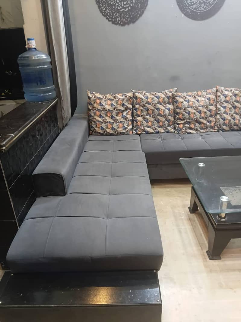 L Shape Sofa Set & Center Table 0