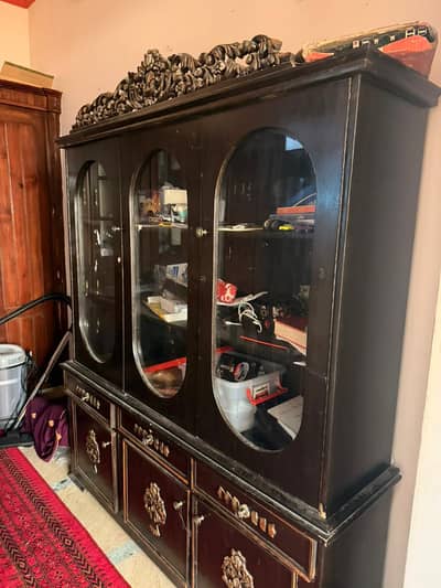 Vintage Solid Wood Crockery Cabinet 2-Door Display Showcase
