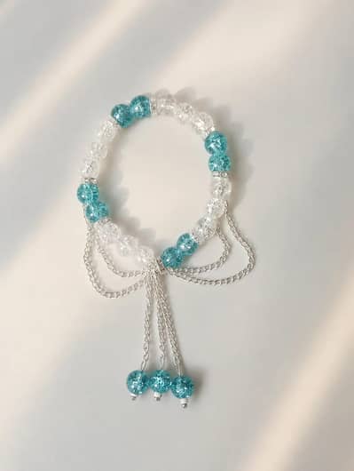Blue Clear Crystal Tassel Bracelet - New price Rs420
